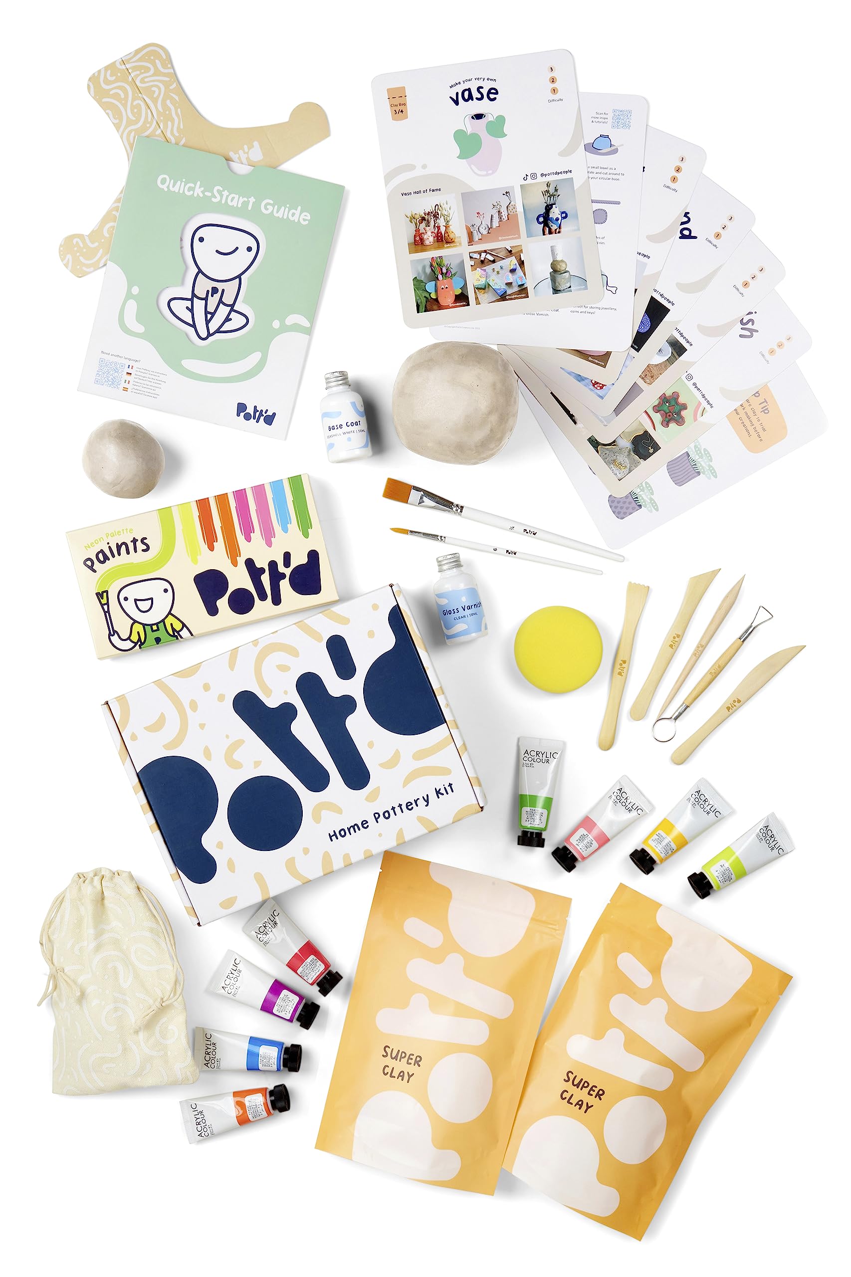 Pott'd Kit Cerámica para Adultos, Arcilla de Secado al Aire