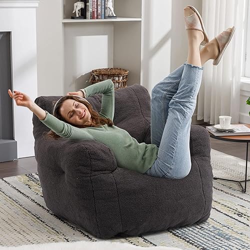 Miniatura 21 de Recaceik Sillones puff copetudos, suave relleno con relleno, sofá esponjoso y perezoso, tumbona imperial gigante para dormitorio, sala de estar,