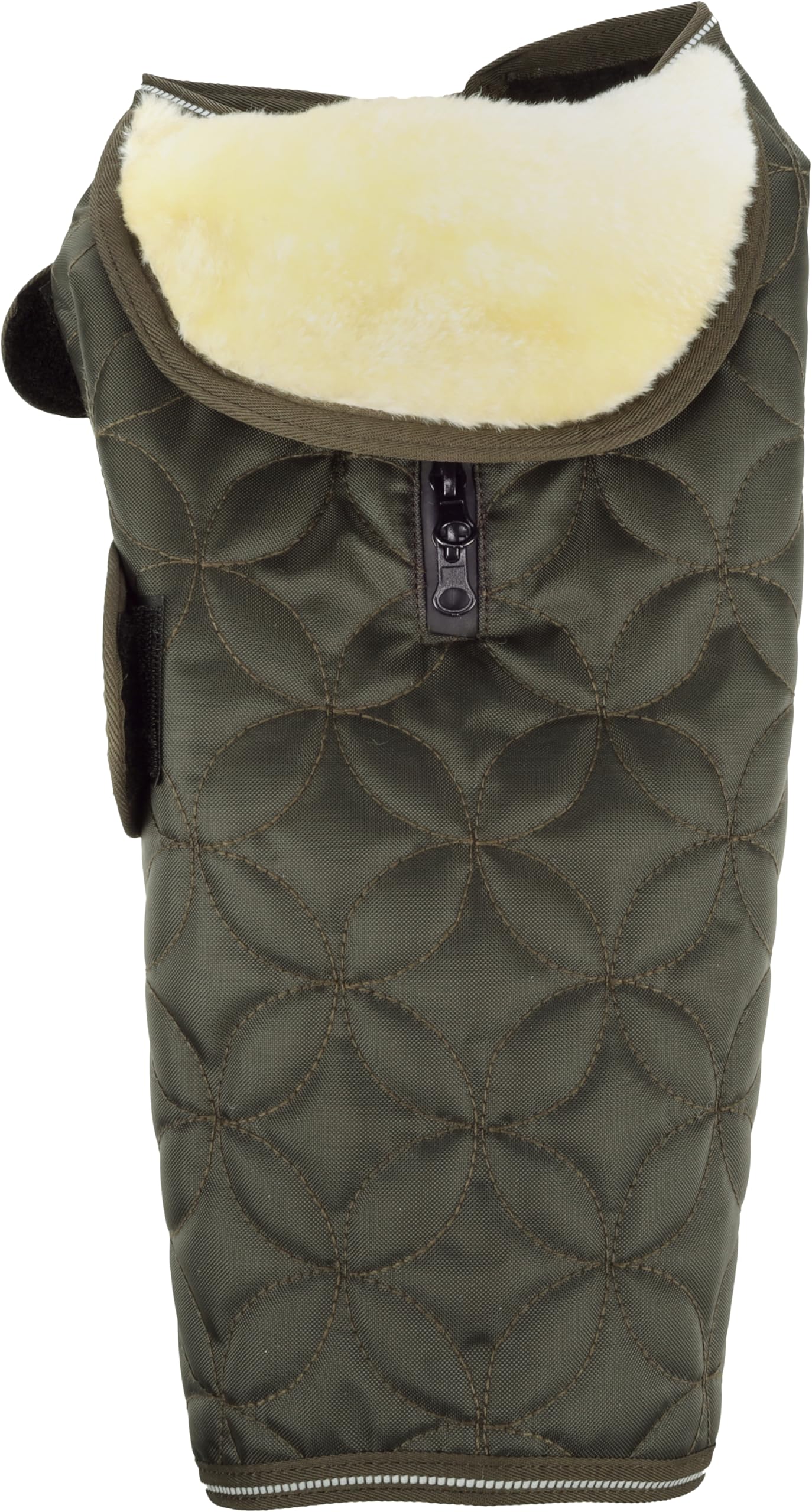 Manteau Chien – Hiver – Flamingo Ushi Kaki – A:55cm B:57–66,5cm C:70–77cm – Polyester – déperlant – Bandes réfléchissantes – intérieur Polaire