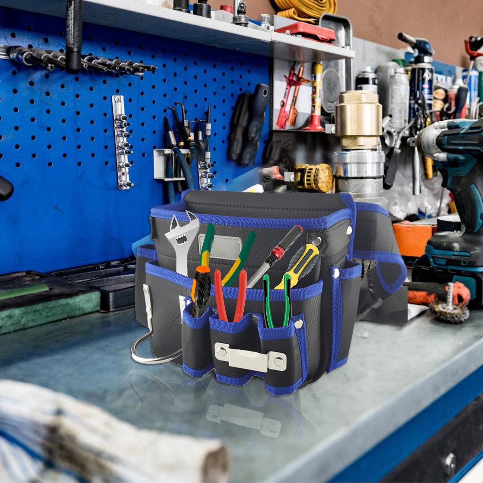para cinturón de herramientas | Paquete de soporte Oxford ajustable, de herramientas de cadera, para clavos, carpintería, electricista, construcción, mantenimiento, reparación, profesional