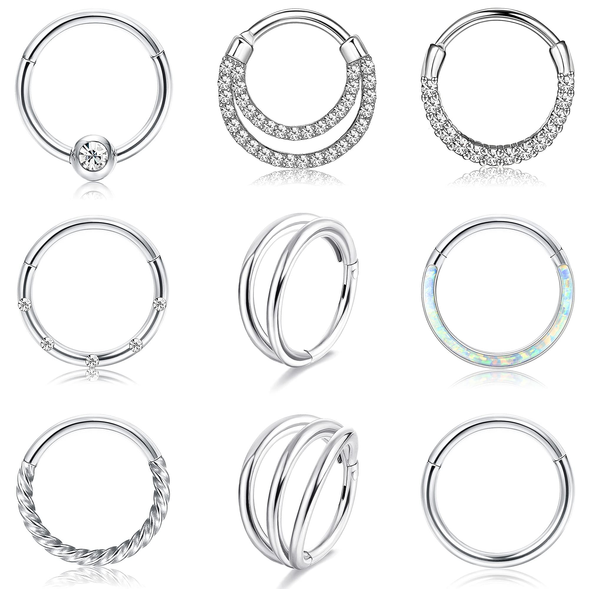 Piercing Naso Acciaio Chirurgico 4 Anelli Al Naso In Acciaio Inossidabile - Design A D, Senza Piercing Piercing Naso Cerchio