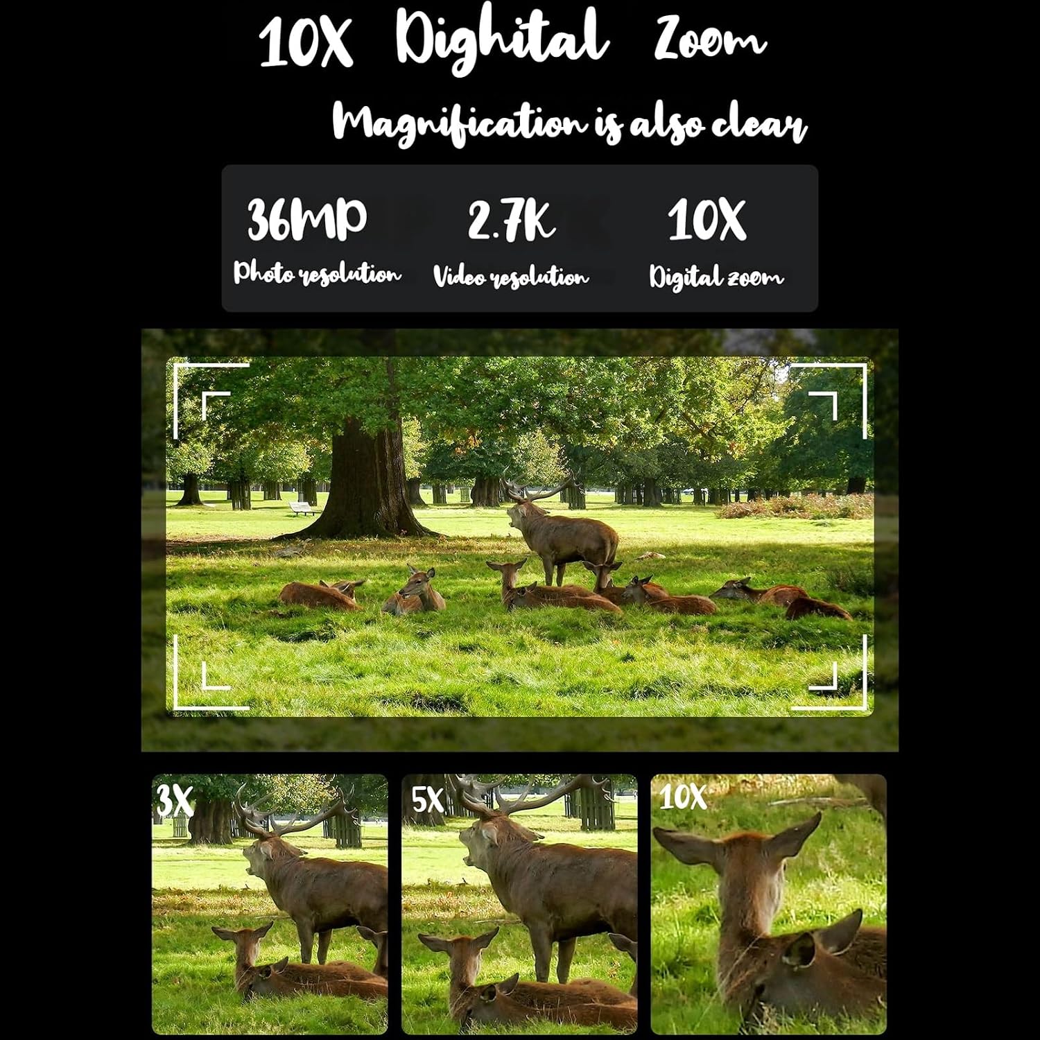 Night Vision Binoculars for Adults, 2.7 K HD with 48MP Camera, 10x Zoom & IR Night Mode, Perfect for Wildlife Observation, Night Hiking