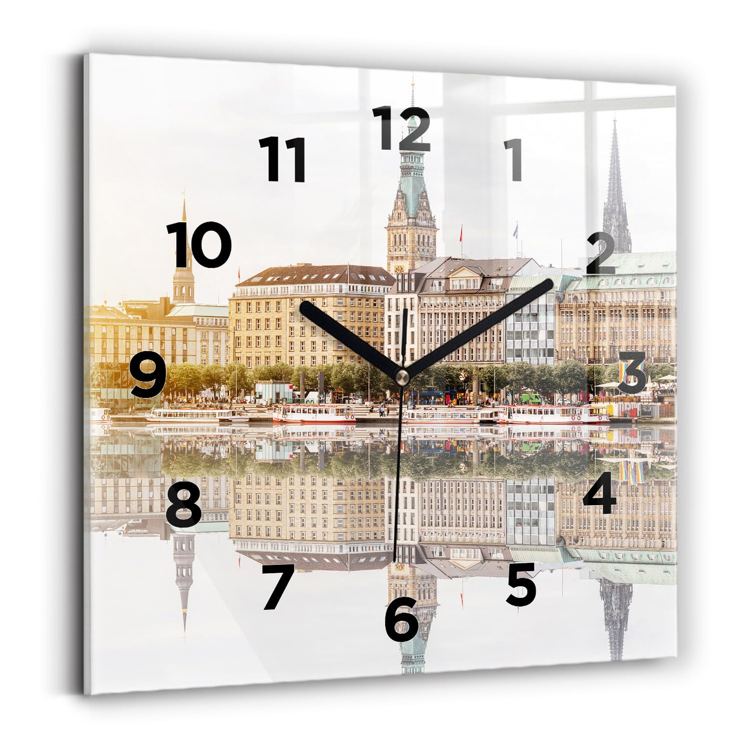 Horloge murale moderne Wallfluent carrée 30x30 cm silencieuse