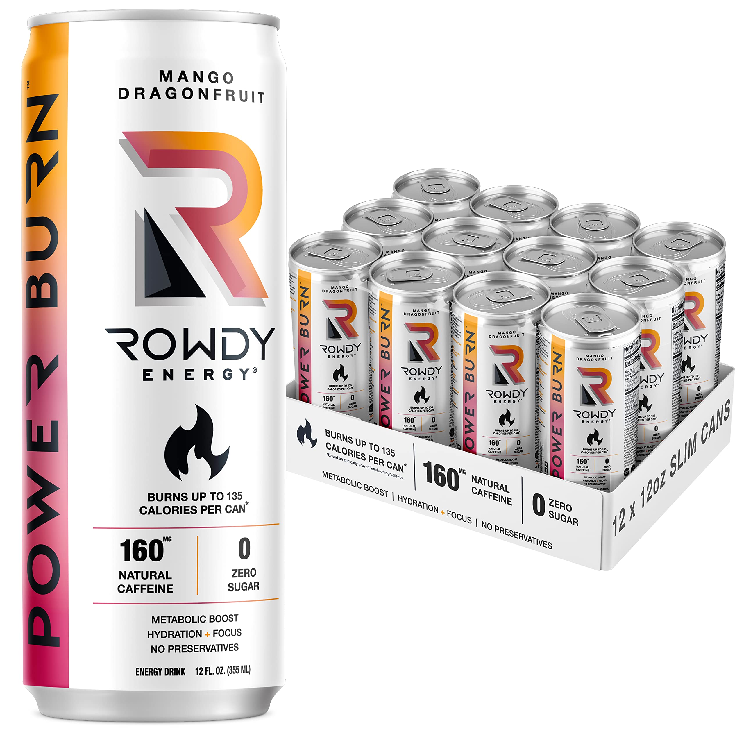 Buy Rowdy Energy Drink Power Burn, Mango Dragonfruit, Sugar Free, 12 Fl