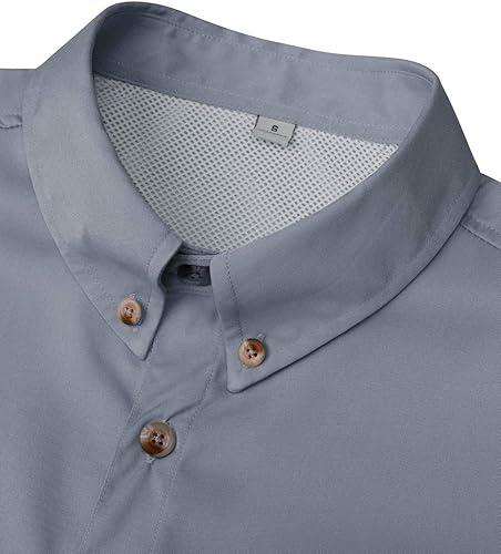 Vista 4 de Alimens & Gentle Camisa de pesca de manga corta que absorbe la tela de protección solar camisas casuales con botones