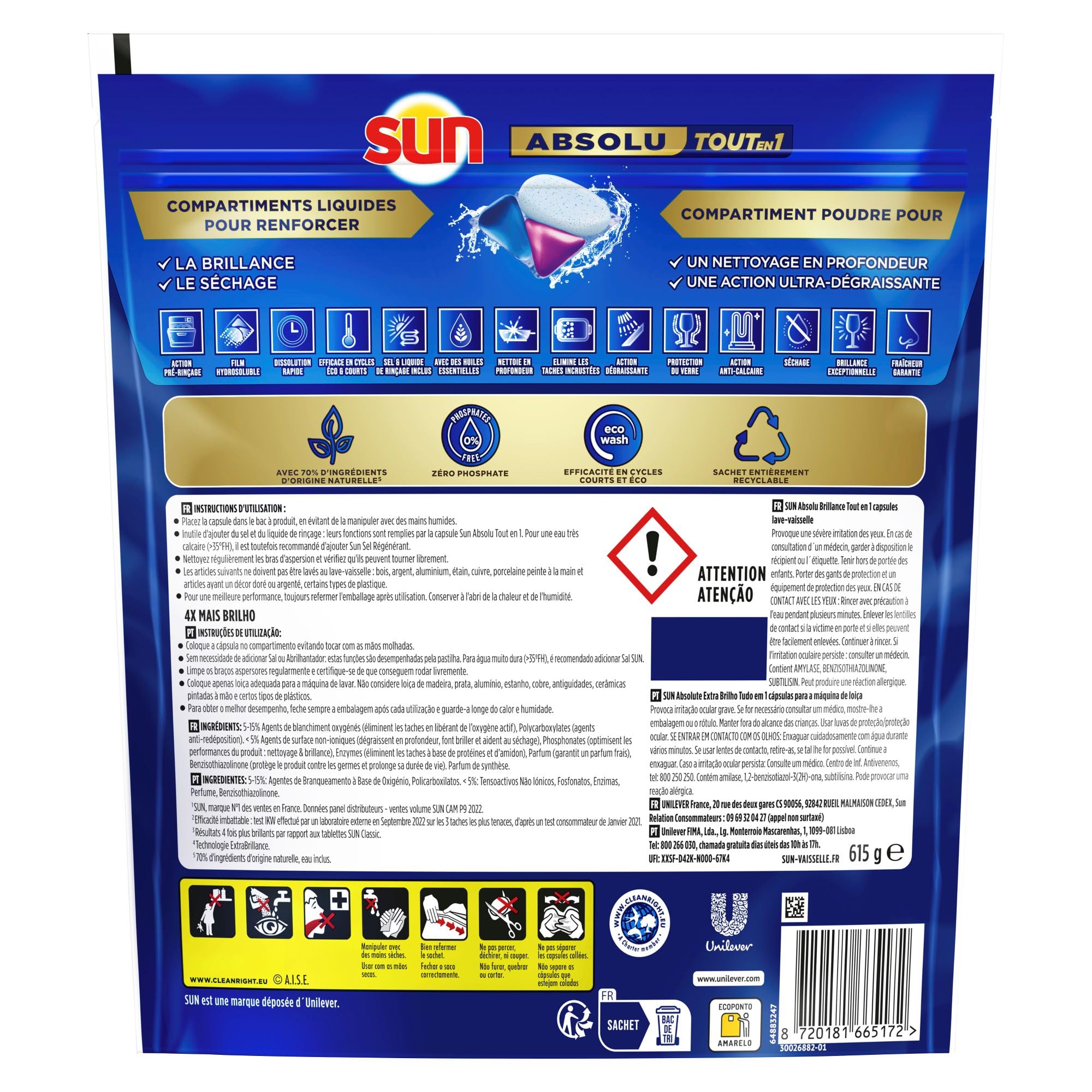 Image secondaire de Pastilles Lave-Vaisselle Sun Absolu Brillance - 41 Lavages Efficaces