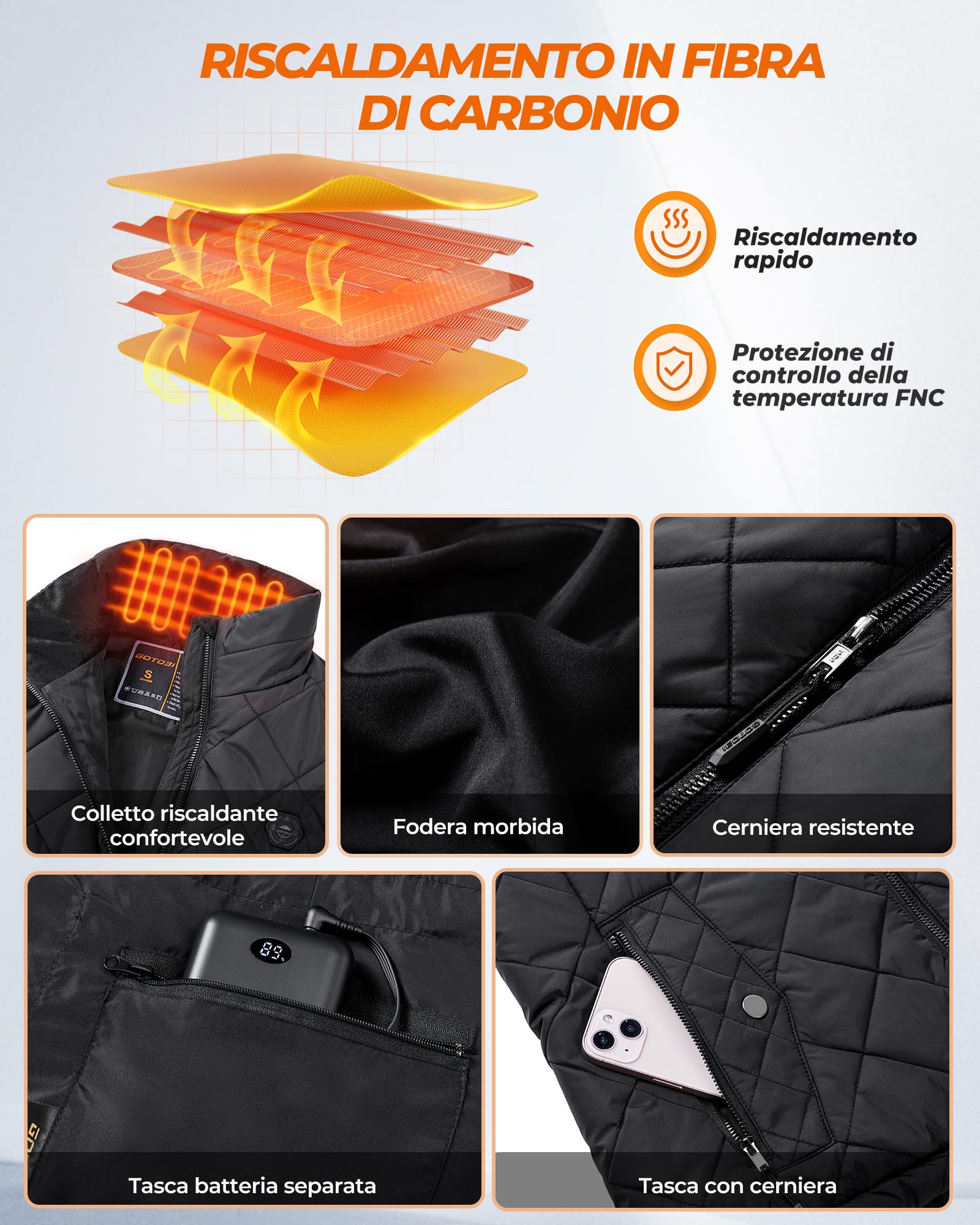 Gilet Riscaldato Donna con Batteria da 16000mAh - Gilet Riscaldato con 9 Zone di Riscaldamento e 3 Temperature Regolabili, Gilet Riscaldato per Attività Outdoor Escursionismo Sci