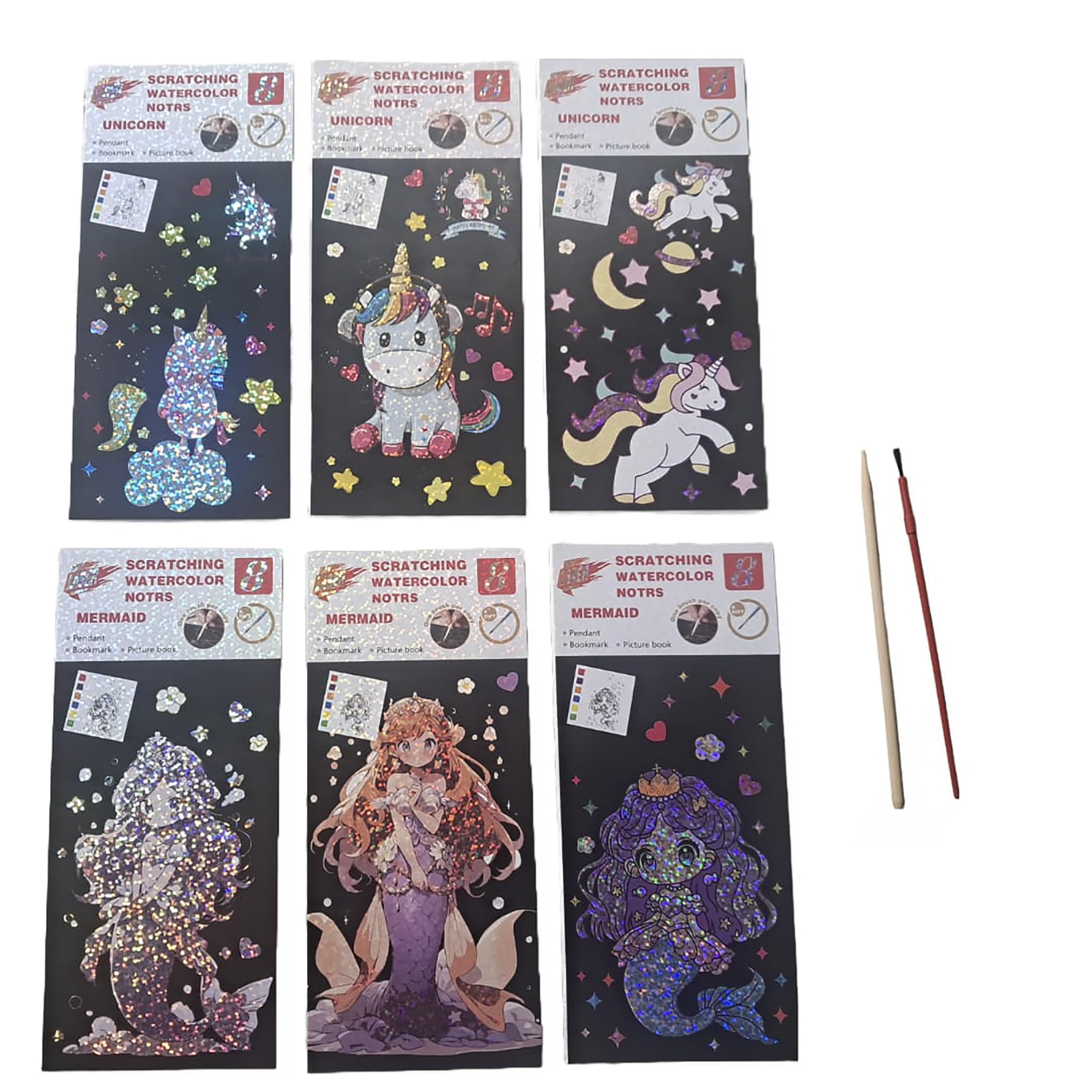FETE PROPZ 2 in 1 Magical Scratch Art Book plus Water coloring book - Unicorns & Princesses, Craft Kits, DIY Activity & Stickers, Gifts for Girls & Boys Ages 3, 4, 5, 6, 7, 8 pack of 6 (Uni+mermed) (B0D8WCRMVC) Amazon Price History, Amazon Price Tracker