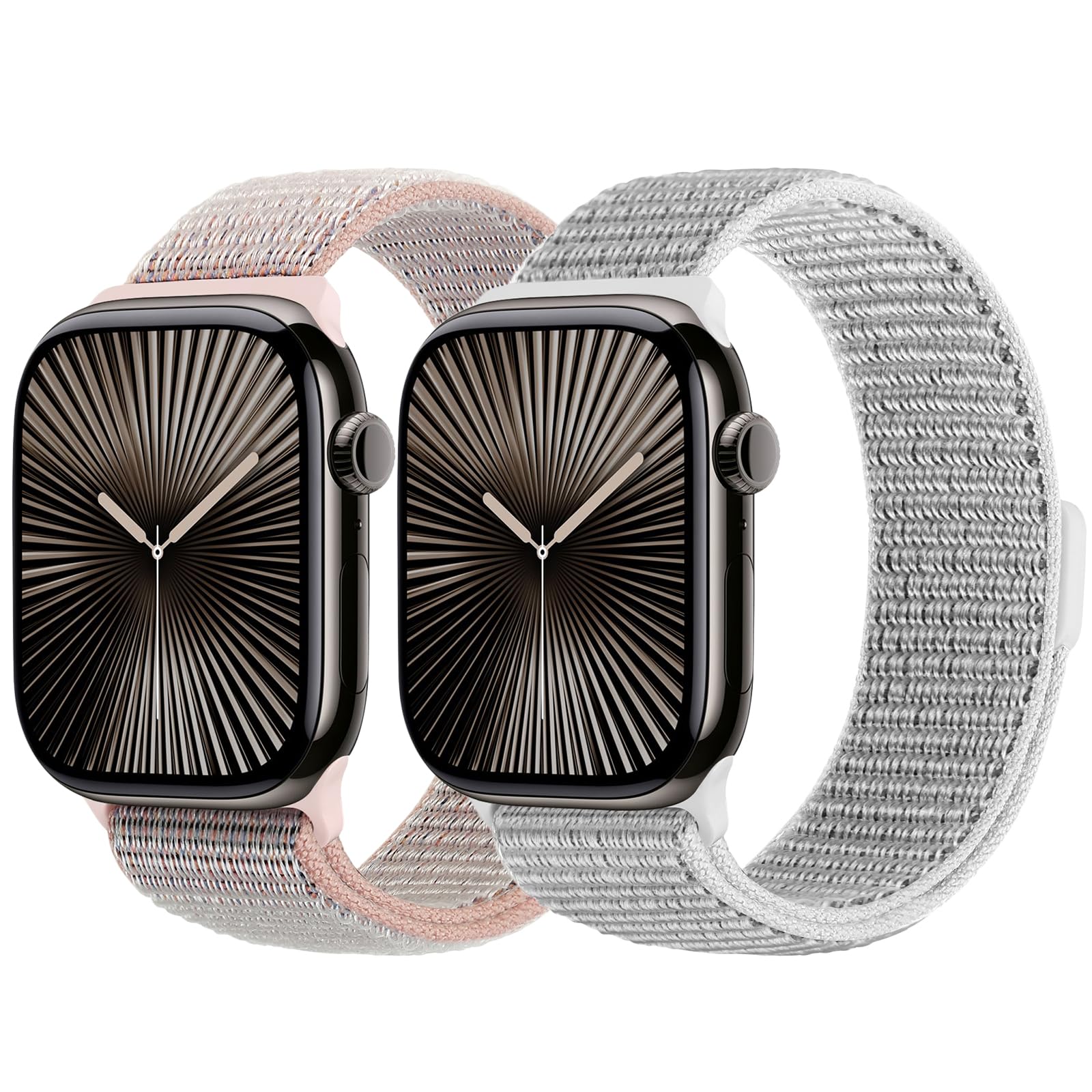 WolliLe 2 Pack Nylon Sport Bands Compatible with Apple Watch 38mm 40mm 41mm 42mm 44mm 45mm 46mm 49mm for Women Men, Soft Breathable Straps for iWatch Series 11/10/9/8/7/6/5/4/3/2/1/SE 3/Ultra 3