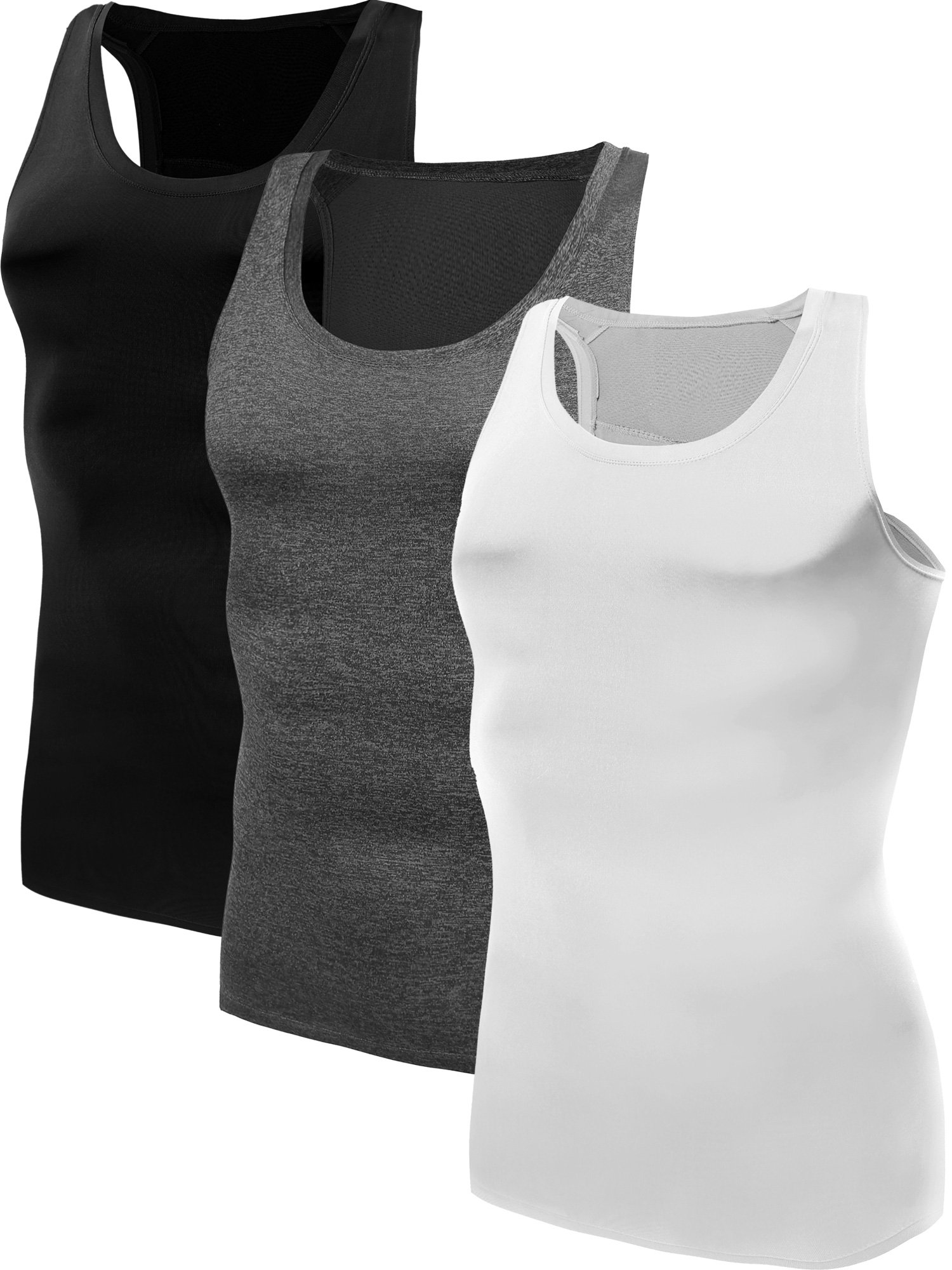 Men's 3 Pack Athletic Compression Under Base Layer Sport Tank Top