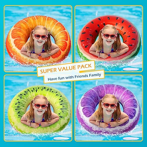 Miniatura 3 de Jasonwell Flotadores inflables para piscina, fiesta, lago, playa, niños y adultos, paquete de 4 flotadores, tubos de piscina, anillos de natación