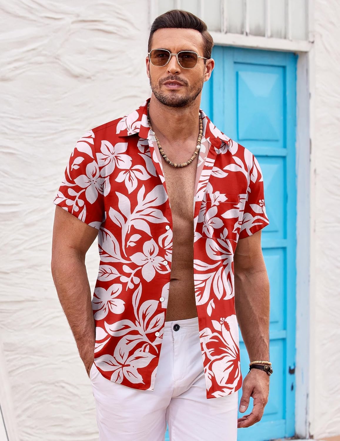 COOFANDY Mens Hawaiian Shirt Short Sleeve Button Down Shirts Tropical Summer Beach Shirts Casual Floral Aloha Shirts - Image 3