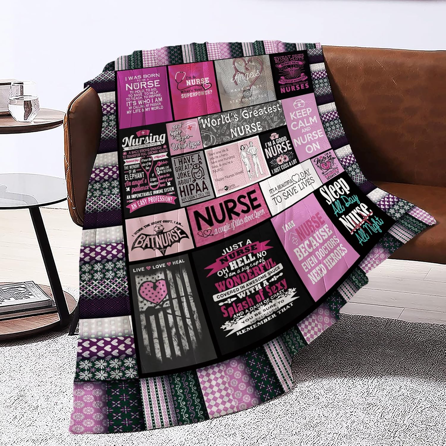 Ultra Soft Nurse Theme Blanket Gifts for Women Nurses Warm Cozy Fuzzy Throw Blanket for Bed and Couch (Nurse -2,150cm x 200cm(59 x 79))