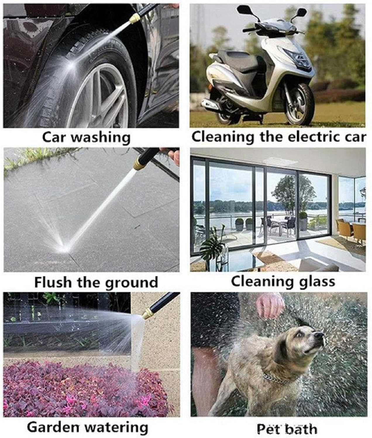 Generic CJia2707101108 Black Metal & Copper Alloy Handheld Multi-Purpose High Pressure Water Spray with 4 Modes Nozzle for Car, Garden, Home & More