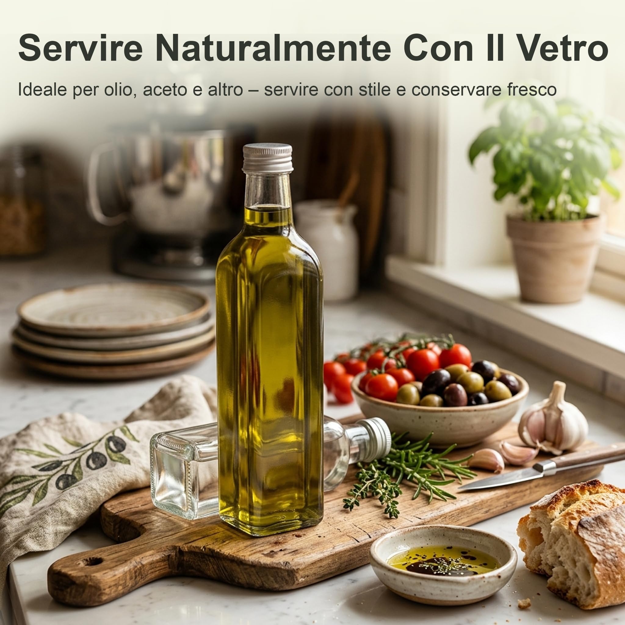24 bottiglie vetro 250ml – bottigliette di vetro piccole 250 ml – bottiglia vetro 250 ml – per liquore sciroppi olio – tappo a vite – con etichette imbuto matita