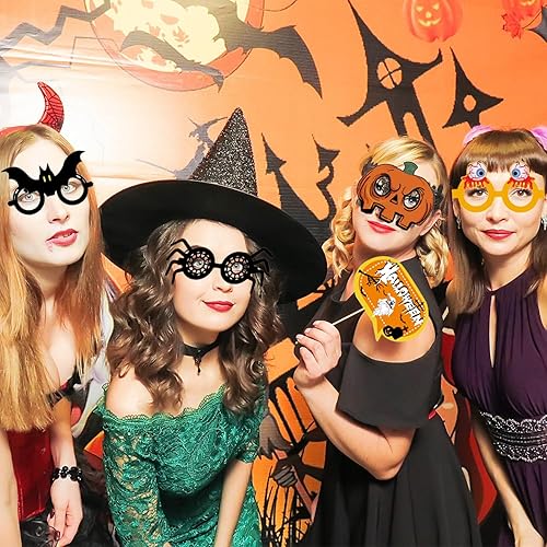 Miniatura 10 de Decoración de fiesta naranja de Acción de Gracias, accesorios para cabina de fotos, 16 piezas de calabaza, pavo, hojas de arce, sombreros, gafas de