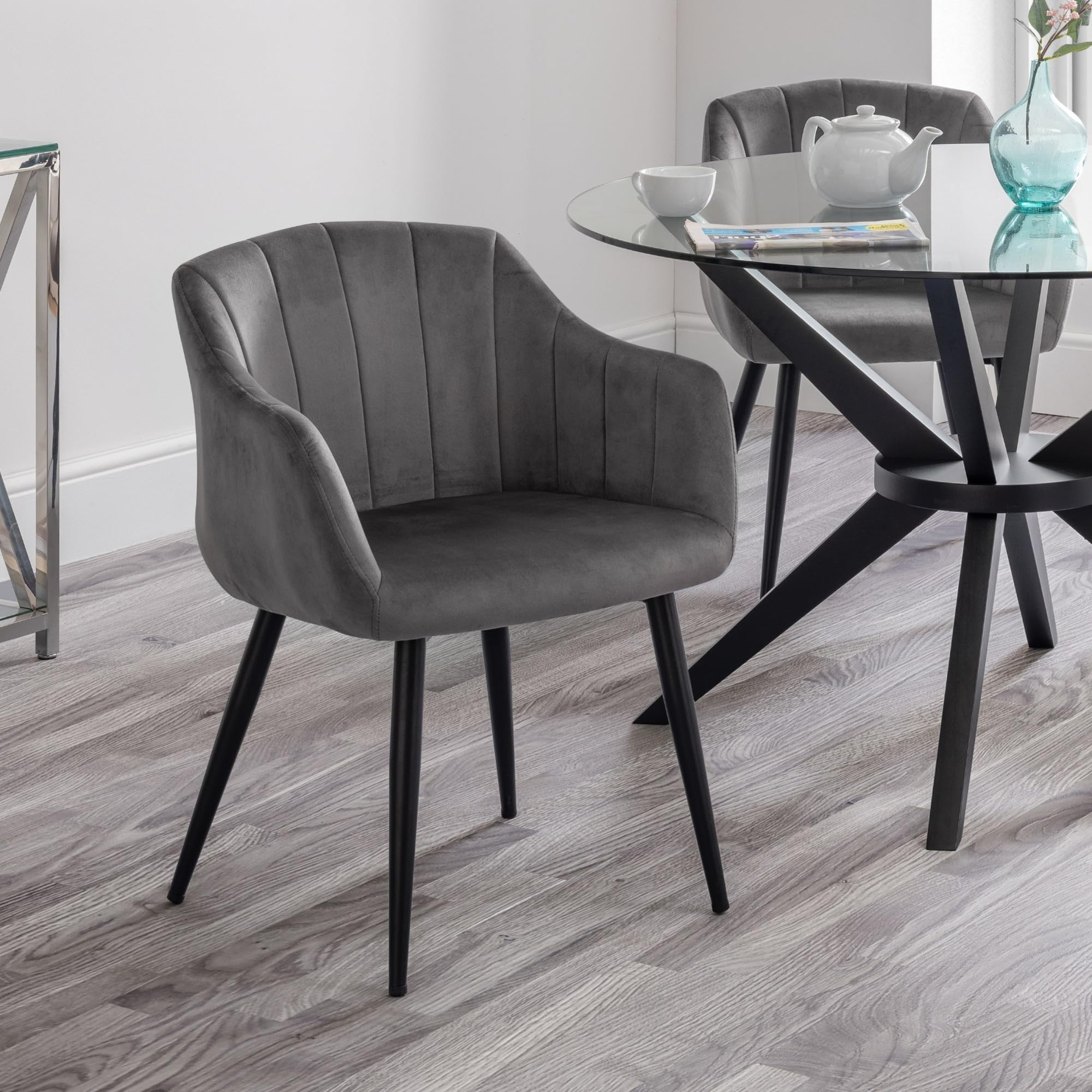 Julian Bowen Set Of 2 Hobart Scalloped Dining Chairs - Grey