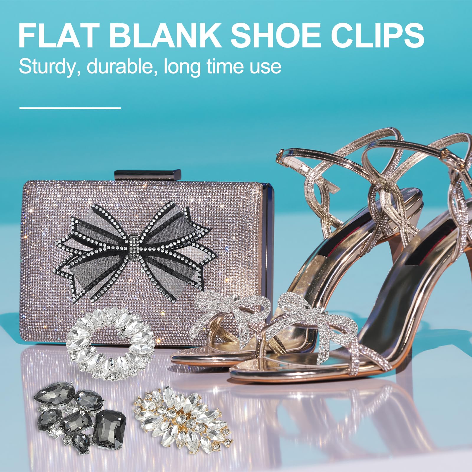 PATIKIL Broches De Zapatos De Piedras, 1 Par Desmontable Clásico Moda Lazo Brillante Accesorios De Tacones Decoración Para Boda Novia Fiesta De Graduación Uso Diario Accesorios, Plata — view 6