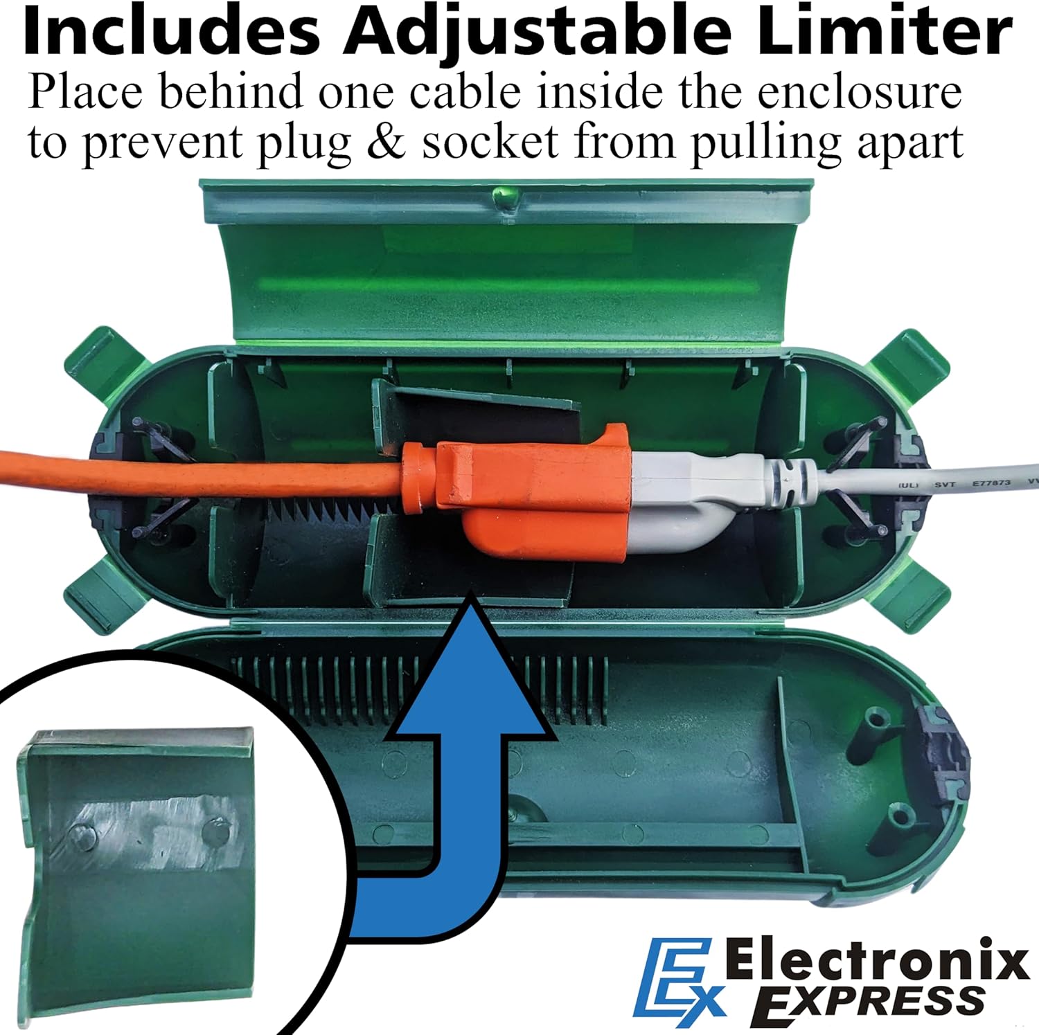 2 Pack Weatherproof Electrical Extension Cord Cover, Splashproof Outdoor Connection Box Enclosure - Protects Holiday Decorations, String Lights, Power Tools (Green Color) - EX ELECTRONIX EXPRESS