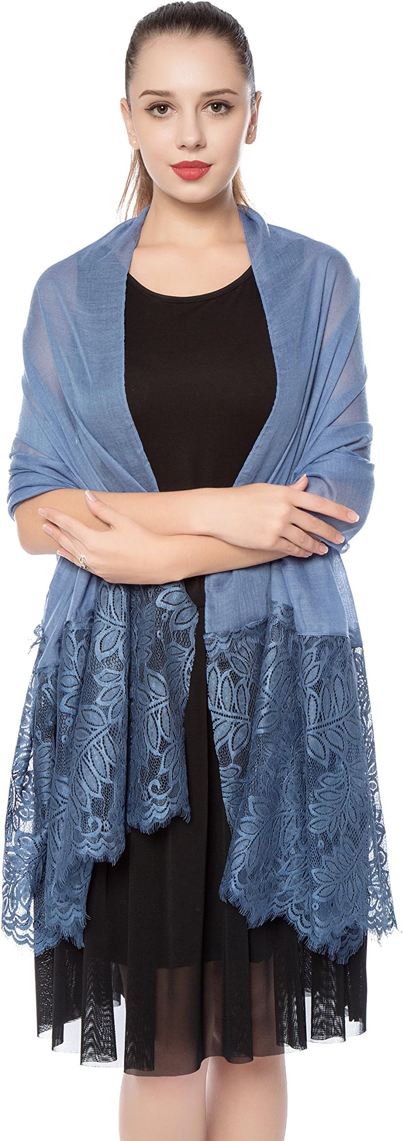 Women Lightweight Fashion Lace Scarf Solid Color Wrap Shawl Gzcvba Soft Evening Coverup