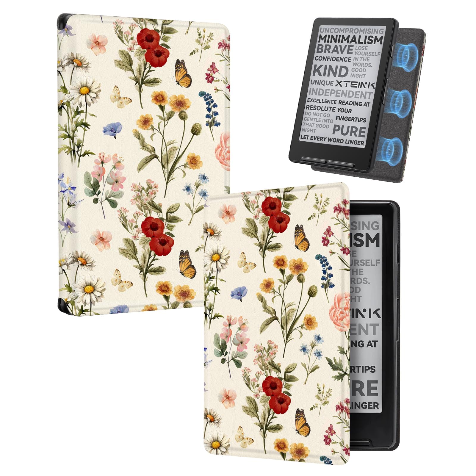 CoBak Magnetic Case for XTEINK X4, Ultra-Lightweight Protective Cover for Xteink X4 E-Reader, Secure Magnetic Attachment(Classical Flowers)