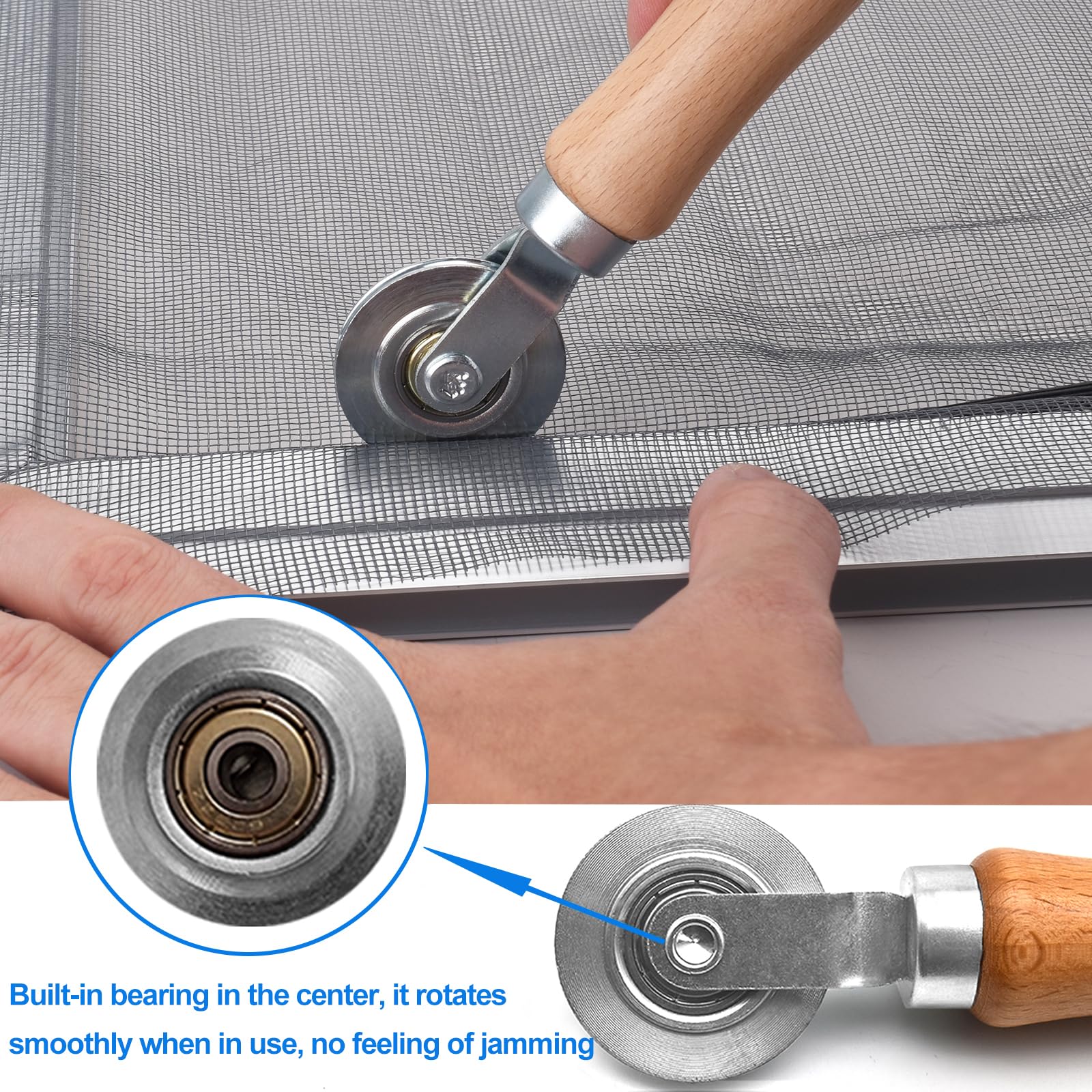 BAYTORY Window Screen Repair Kit, Steel Roller Tool with Bearing - Image 4