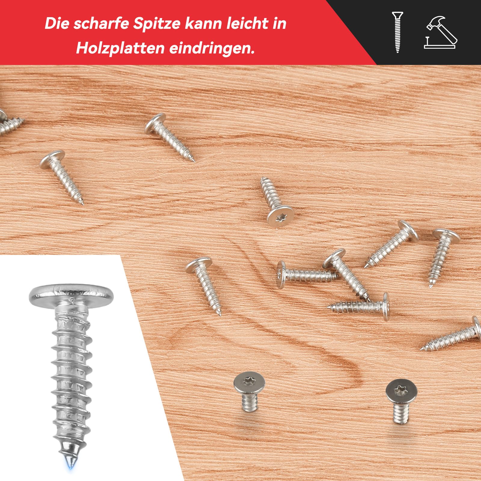 Set assortimento di viti autofilettanti, 180 pezzi M3 M4 M5 M6 Viti in acciaio inossidabile Accessori hardware a testa piatta con scatola di immagazzinaggio trasparente per legno, lamiera Set assortimento di viti autofilettanti, 180 pezzi M3 M4 M5 M6 Viti in acciaio inossidabile Accessori hardware a testa piatta con scatola di immagazzinaggio trasparente per legno, lamiera
