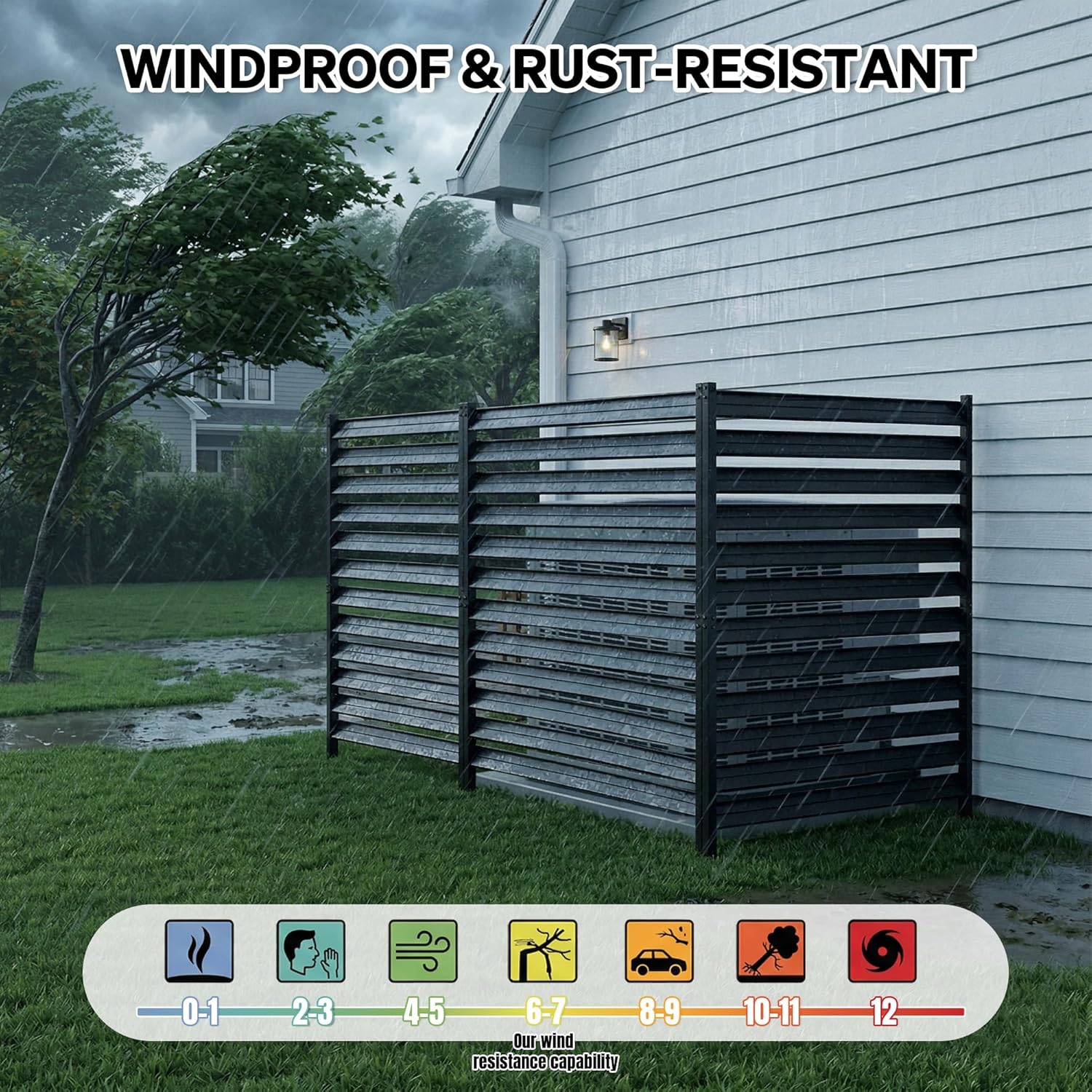 SMARTSTANDARD Metal Air Conditioner Fence 1 Panel - 38" W x 60" H Outdoor Privacy Screen, No Dig Pool Equipment Enclosure, Trash Can Screens, Garden Fencing for AC Unit Patio Backyard, Black
