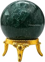 Vista 42 de Amazing Gemstone Bola de cristal de Yaxaita con soporte, bolas de meditación de esfera de cristal de 2 pulgadas para brujería y bolas decorativas