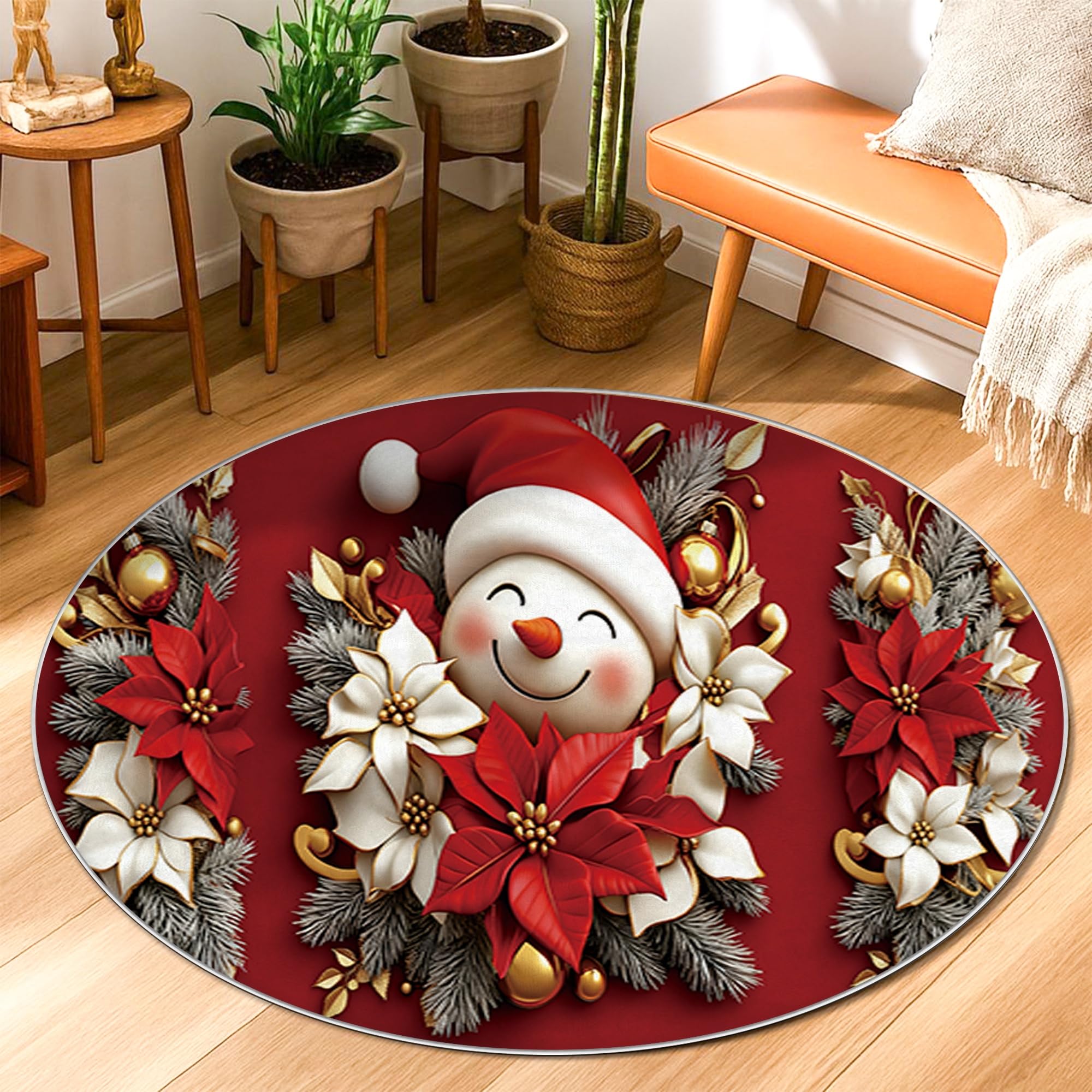 Tapis de Noël bonhomme de neige antidérapant qui ne peluche pas