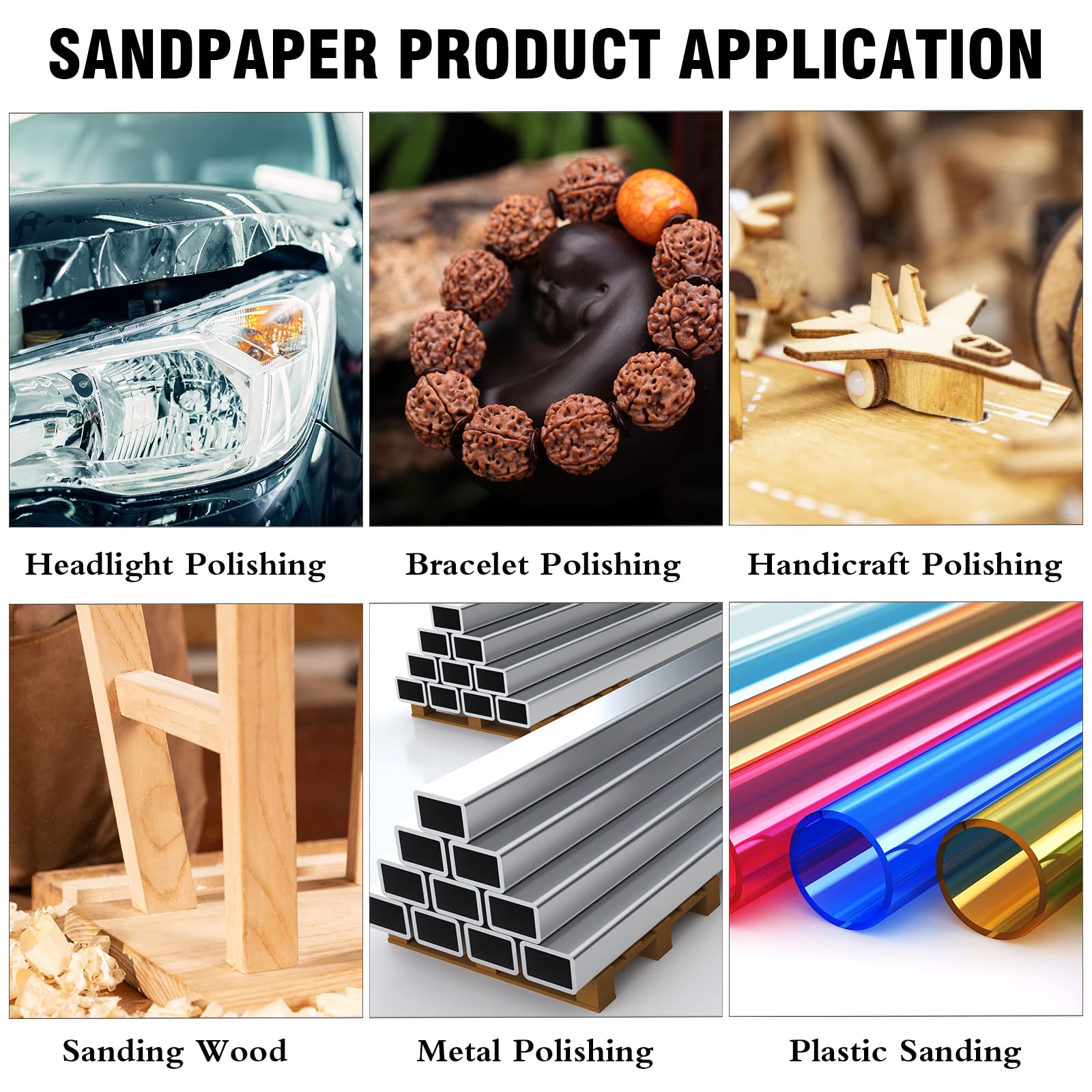 Assortiment de 80 feuilles de papier abrasif pour ponçage automobile et finition de meubles en bois 600 à 10000