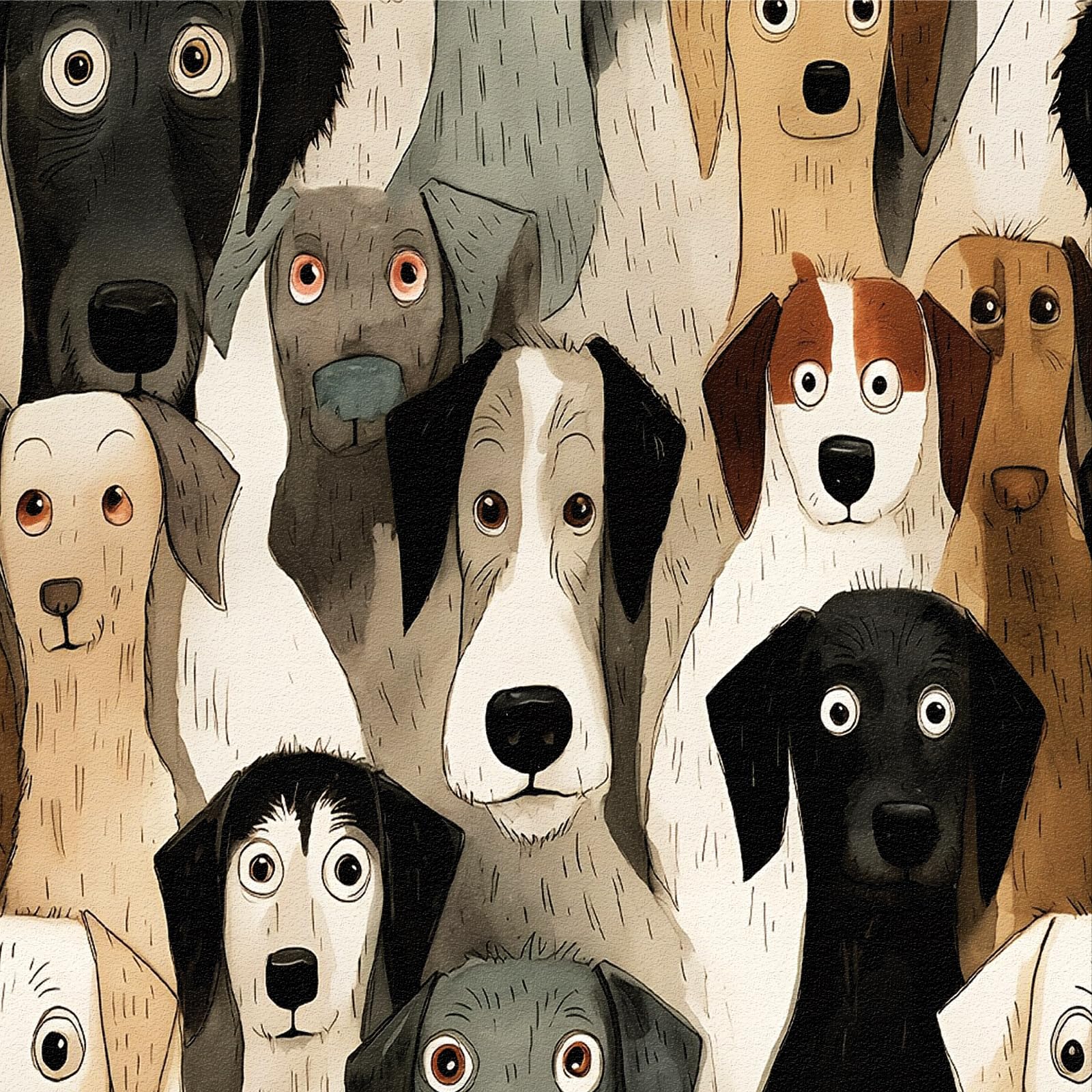 Self Adhesive Wallpaper Animal, 44 x 600 cm Dog Wallpaper Peel and Stick Vinyl Warp Black Brown Cute and Funny Animal Wall paper Self Adhesive Furniture Wrap for Living Room,Bathroom,Drawer,Cabinets — image 1