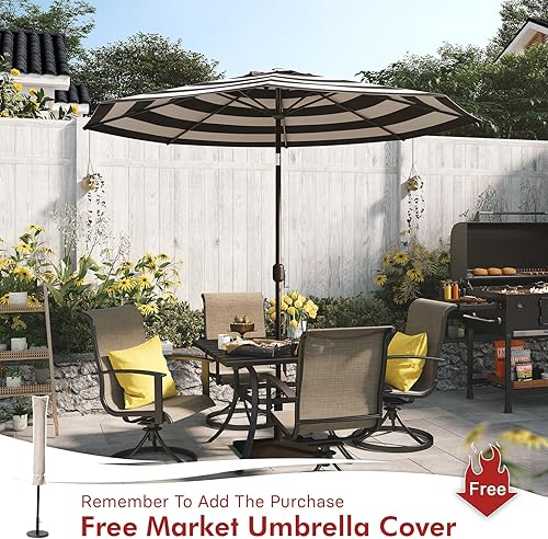 Miniatura 2 de Grand patio Sombrilla de aluminio mejorada de 9 pies para patio, con protección UV, con manivela automática y botón de inclinación, color blanco y