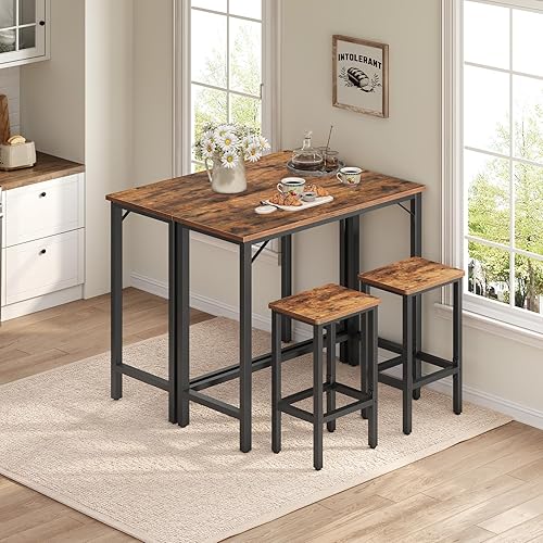 Miniatura 4 de Mesa de barra estrecha de altura de barra, mesa de pub de 63 pulgadas para comedor, mesa de barra con marco de metal resistente, mesa de barra