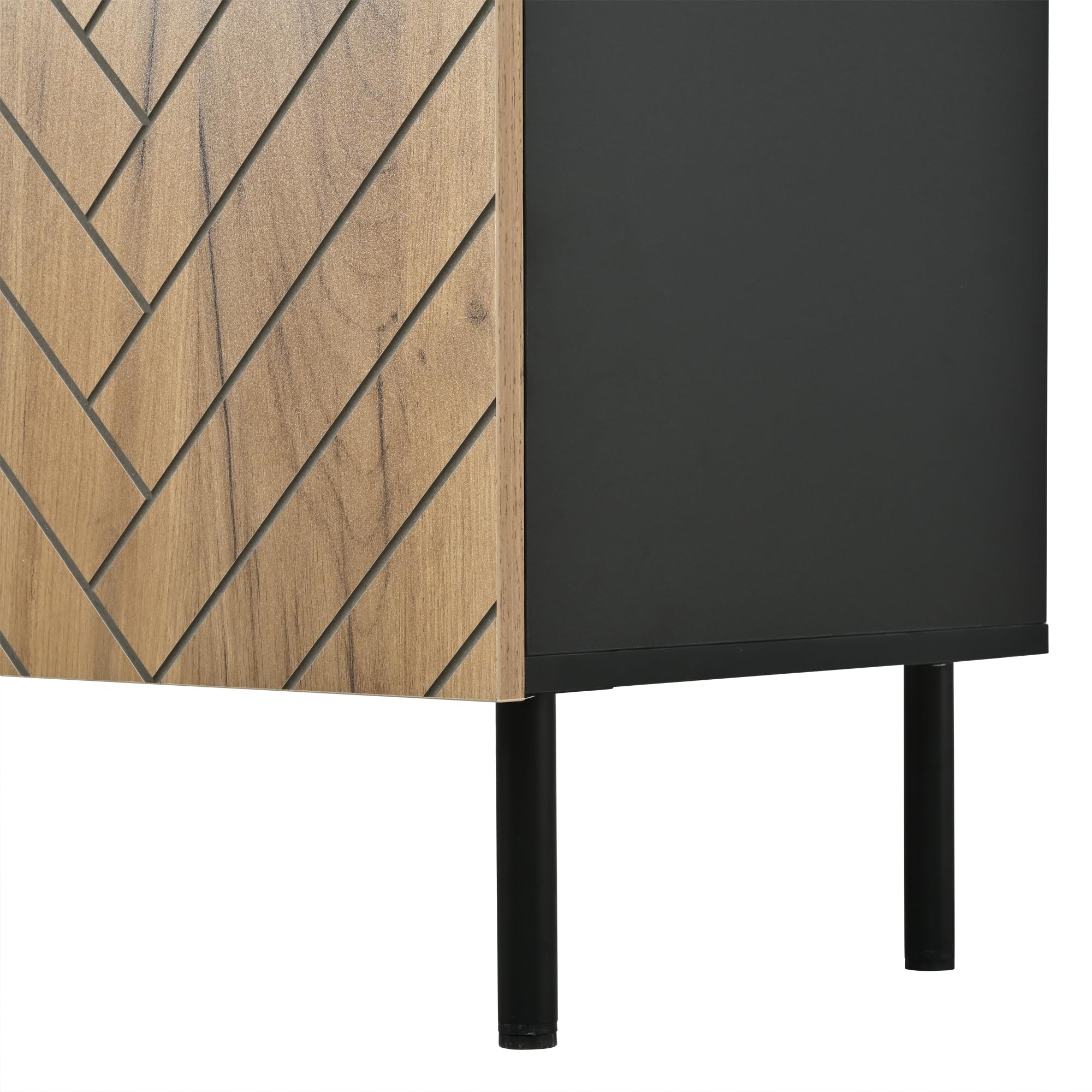 REXO Credenza 120 × 40 × 76 cm, truciolato, moderno, con 3 cassetti e 2 armadi, per soggiorno, armadietti, legno naturale