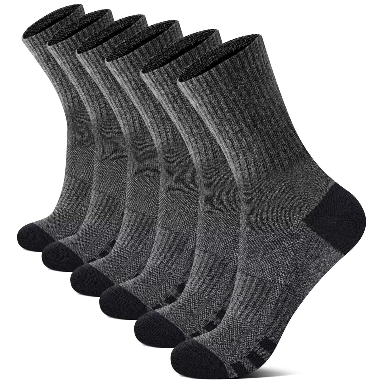 YouShow 6 Paar Socken Herren Tennissocken Damen Sportsocken Wandersocken Crew Gepolstert Atmungsaktiv Weich Baumwollsocken