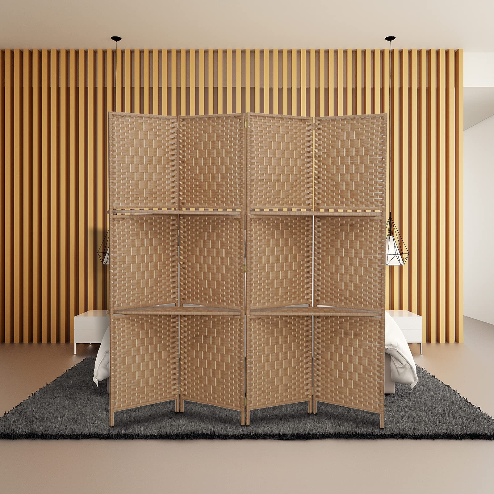 Buy Room Divider with Shelves, Room Divider 4 Panel Temporary