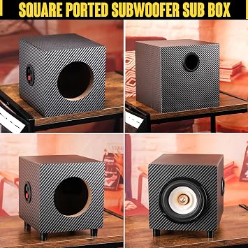 5 Inch Speaker Enclosure with Sound-Absorbing Cotton & Speaker Spikes Pads Mat, Empty Car Audio Enclosures, Carpet Enclosure Unloaded Box