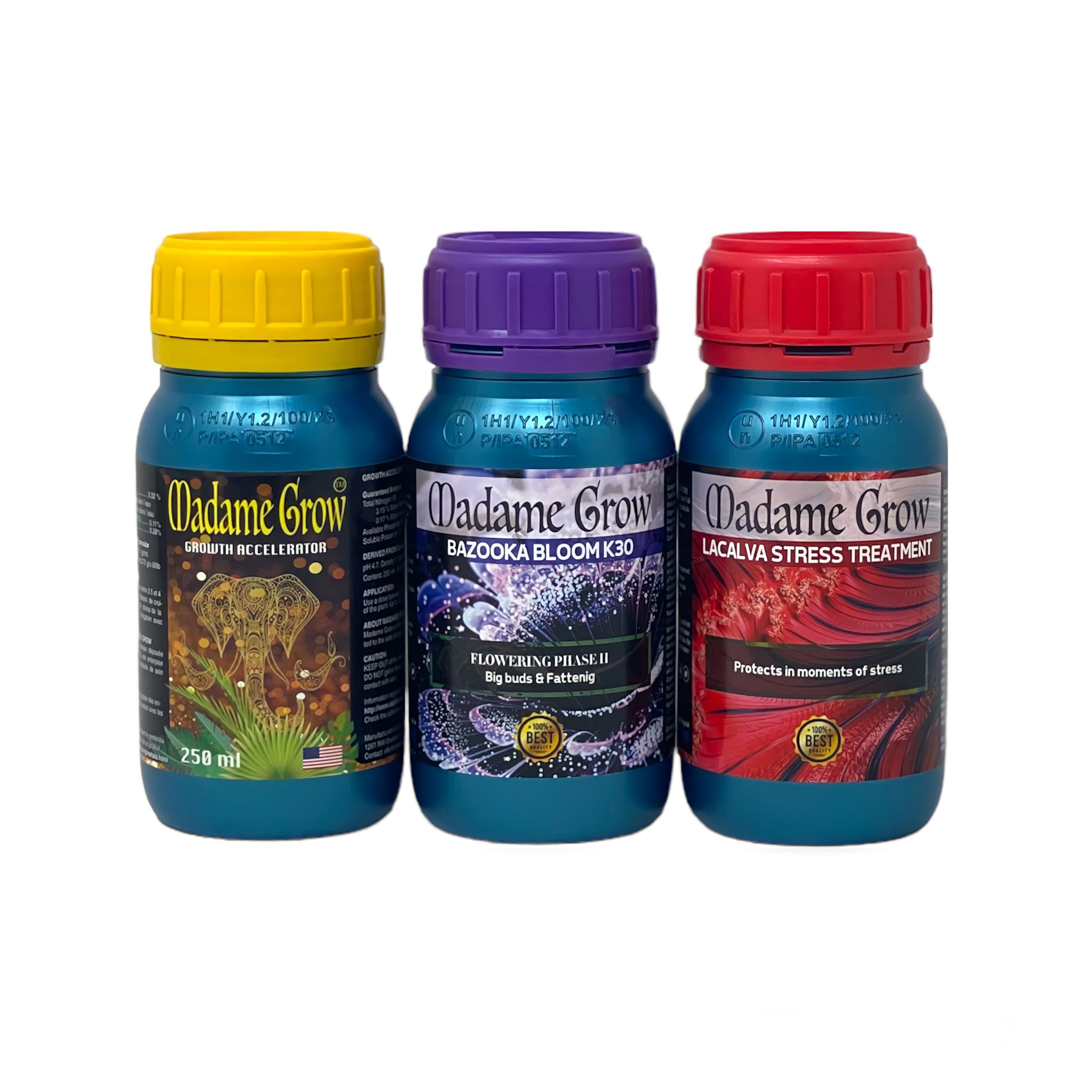 MADAME GROW - Organiczny nawóz wzrostowy - Nawóz do kwitnienia i tuczu - ZESTAW KAMALA - (3 x 250 ml)