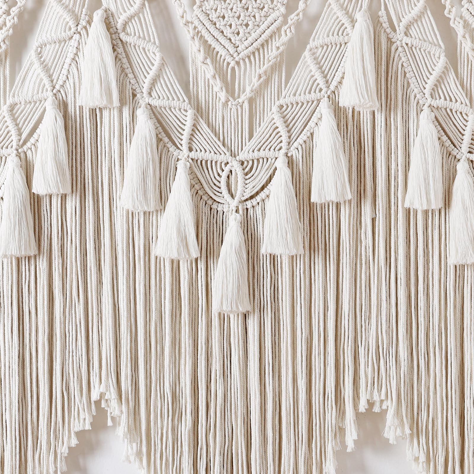 Dremisland Große Makramee Wandbehang Wandteppich Beige Boho Deko Wanddeko | Gewebte Baumwolle Wandteppich Quasten Tapisserie Wandkunst Dekoration Tapestry Wanddekoration für Schlafzimmer Wohnzimmer