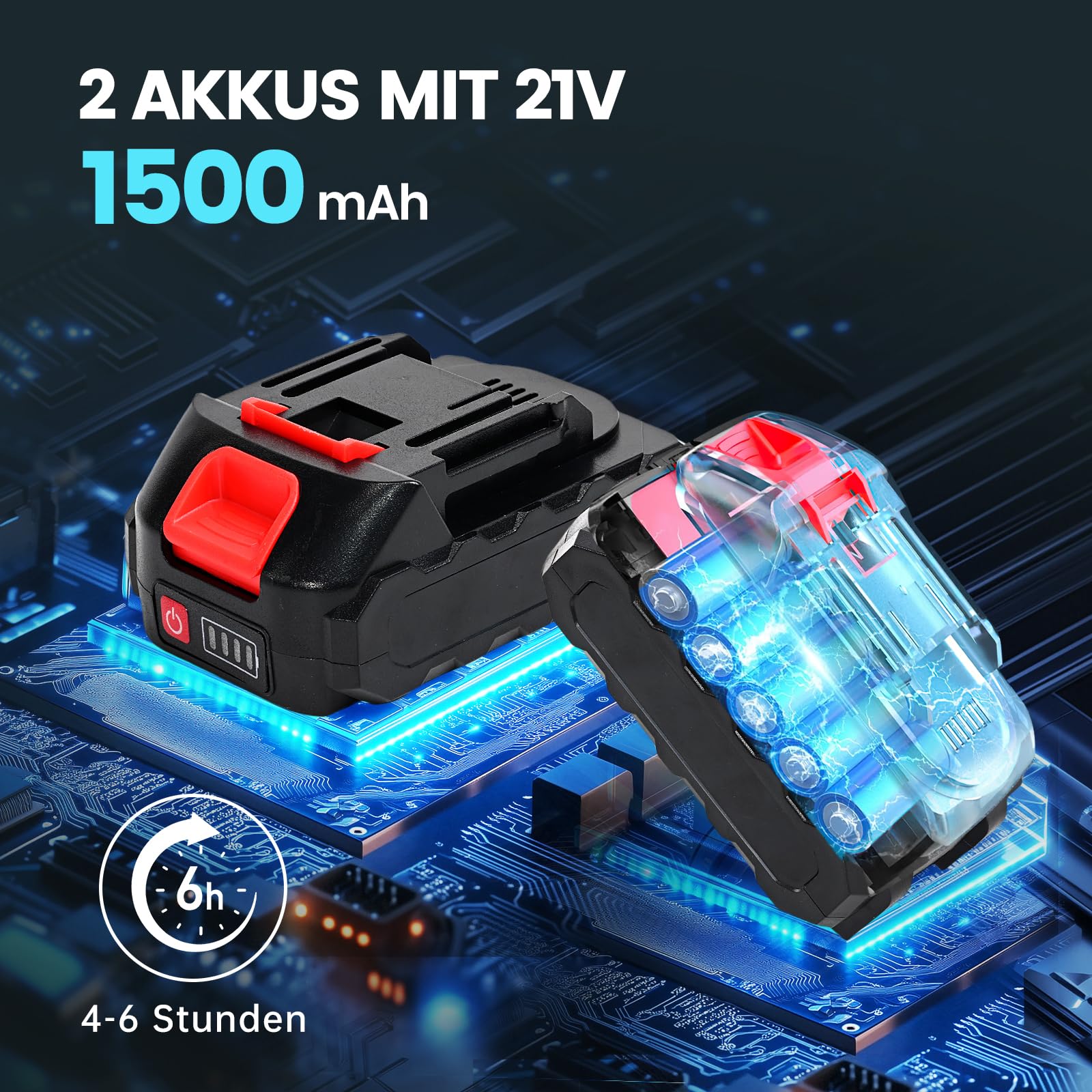 Tijeras de podar con batería de 21 V, tijeras de podar eléctricas compatibles con Makita, 2 baterías de 1500 mAh, diámetro de corte máximo de 30 mm, 2 cuchillas móviles, interruptor de fusible