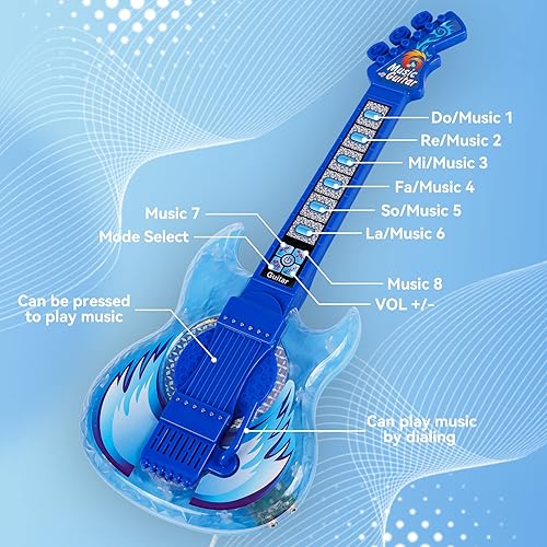Miniatura 10 de Milk Frog Juguetes de guitarra para niñas, juego de guitarra y micrófono con gafas, máquina de karaoke con música y luz, instrumentos musicales,