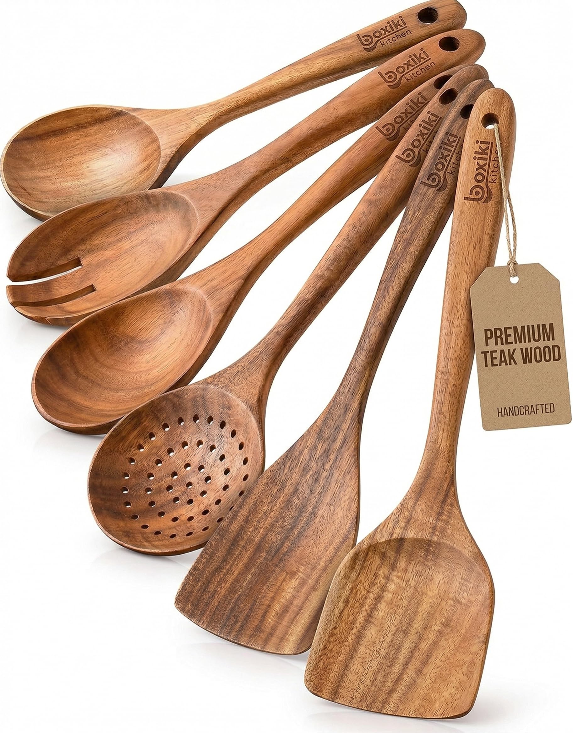 Boxiki Kitchen Luxury Teak Wood Utensil Set