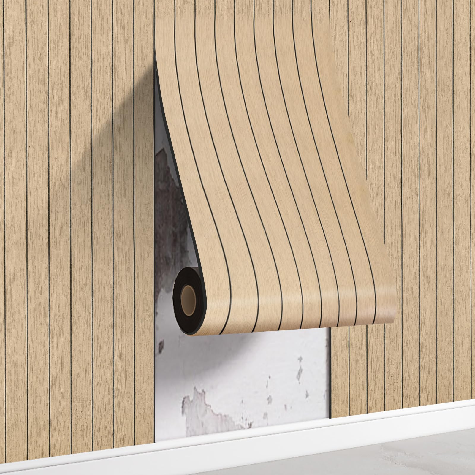 Swehooirt 3MM Thick 3D Self Adhesive Wallpaper Insulating Brown Wood Effect Grating Panel Wallpaper Dampproof Peel and Stick Wall Panels Removable Wall Paper for Livingroom Bedroom â image 1
