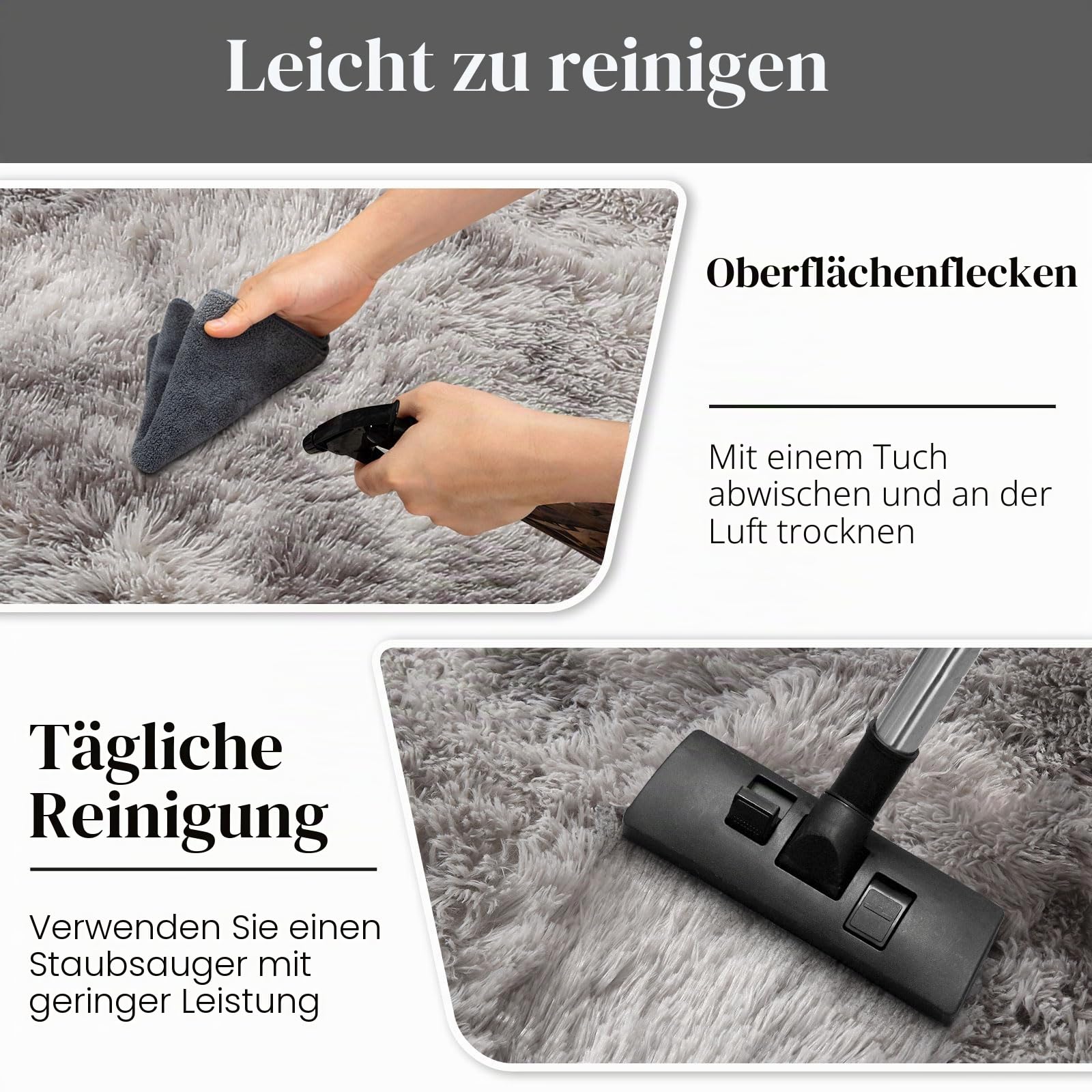 Teppich Wohnzimmer Groß Hochflor,Teppich Schlafzimmer Waschbar rutschfest,Flauschiger Teppiche Innen Carpet Passend für Kinderzimmer Küche(Grau Weiß,160x200cm)