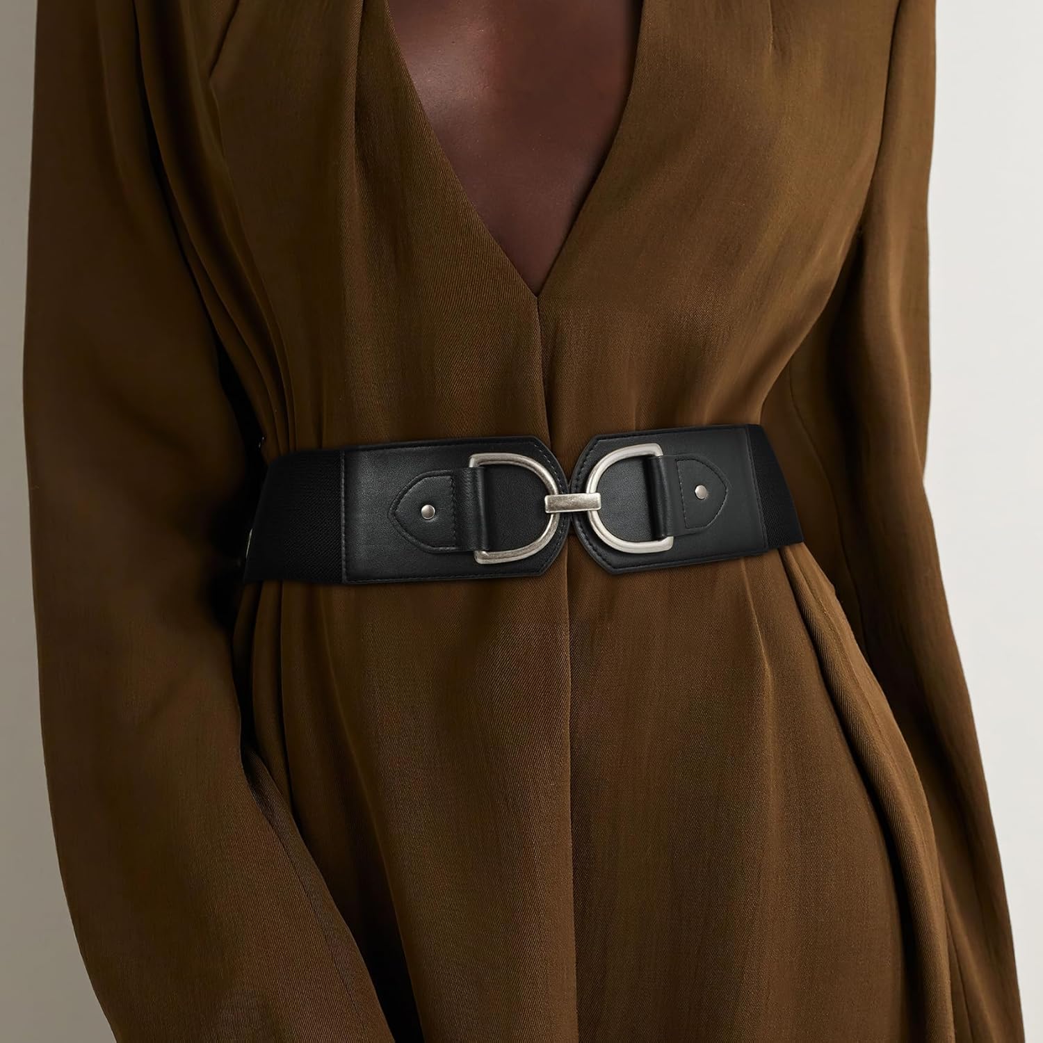 Wide Belts for Women Fashion Elastic Belt for Dresses Vintage Waist Belt Ladies Stretchy Belt Gold Buckle - Image 5