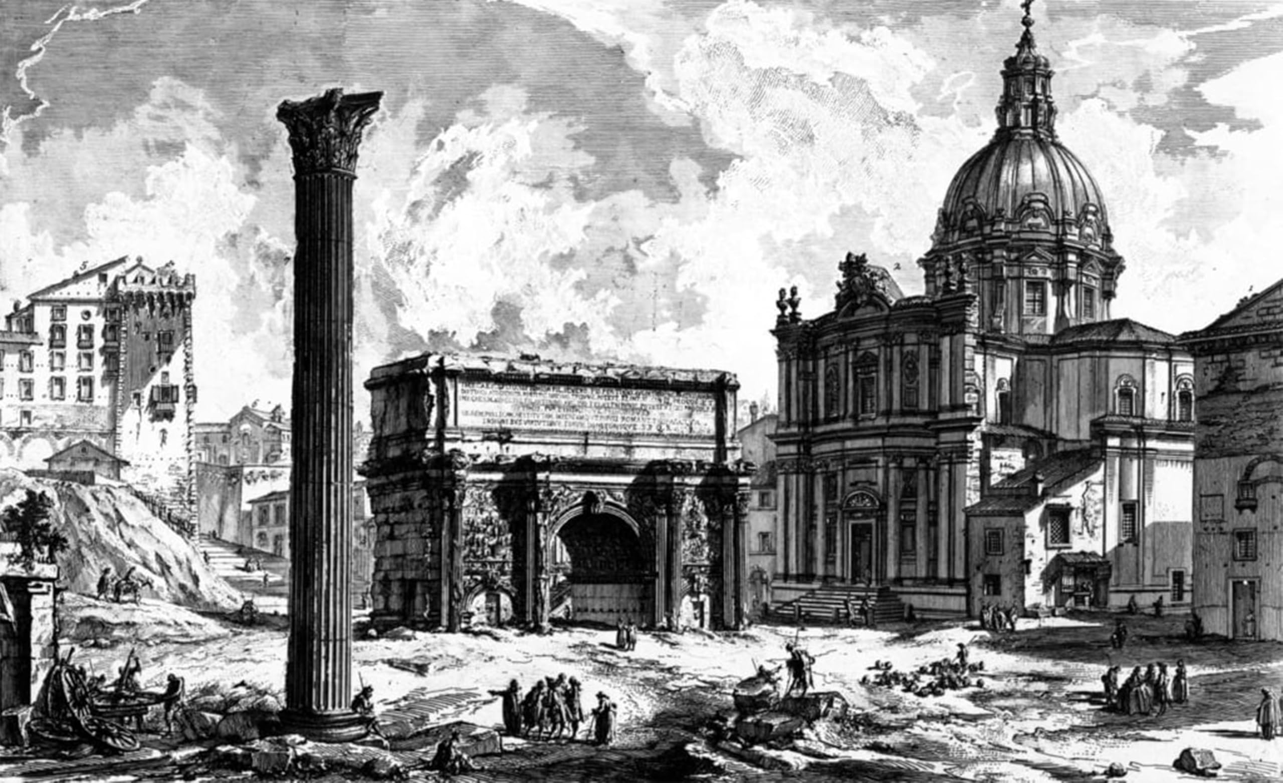 Artxlxxbn No Frame Famous Art Print Poster Vintage Wall Art View Of The Arch Of Septimius Severus By Battista Piranesi Canvas Art Poster For Home Decor 60X90cm
