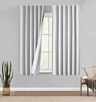 Central Park Silver Gray Cotton Linen Full Blackout Curtain Panel 50"x63"x2