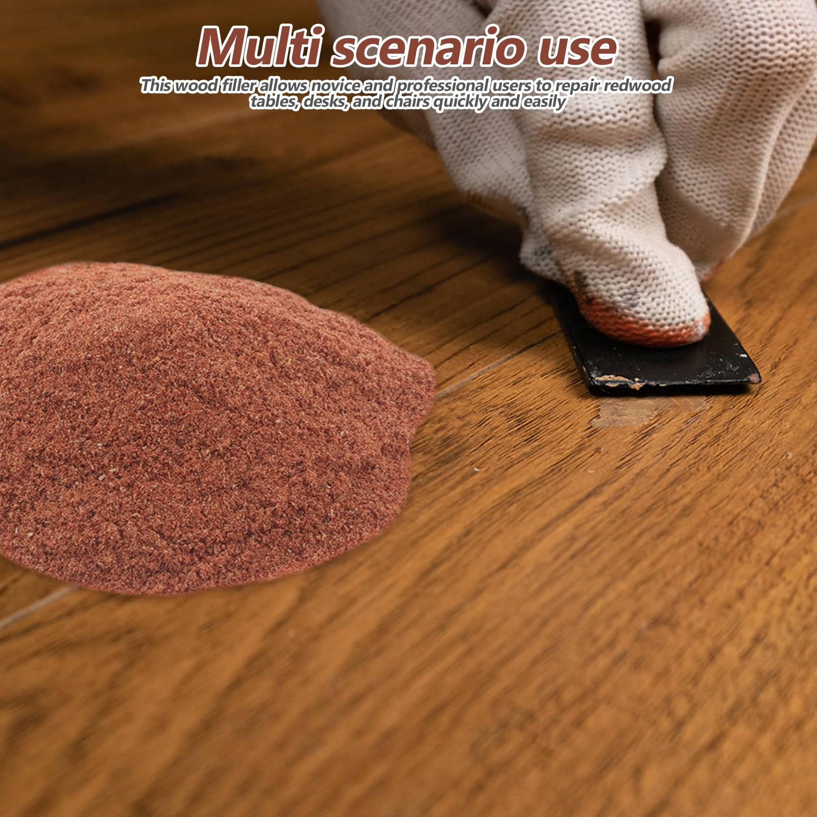 Stucco Riparazione Legno Rosso 500g Trucioli per Mobili | Riempitivo per Fori e Crepe, Adatto a Sedie Lignee e Lavori Fai da Te, Verniciabile