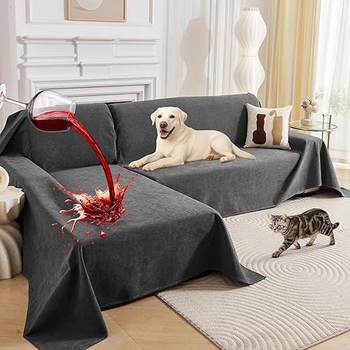 Deep Dream Fundas para sofá modular, 2 piezas, 100% impermeable, funda de sofá en forma de L, funda de sofá antideslizante para perros y gatos,